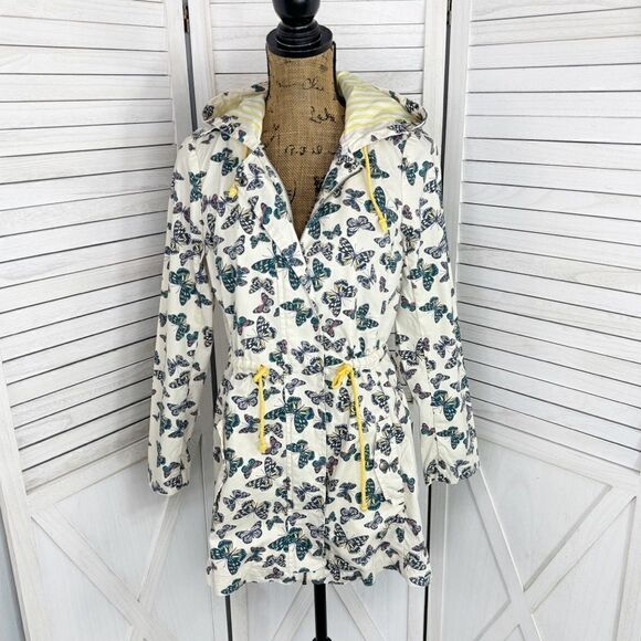 ModCloth In With Whimsical Butterfly Print Anorak Utility Jacket Cream Small - Picture 1 of 13
